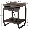 End Table with Charging Station, 2 AC Outlets 2 USB Ports 1 6.5-Foot Power Cord, Nightstand with 2-Layer Storage Shelves, for Small Spaces - 2 of 4