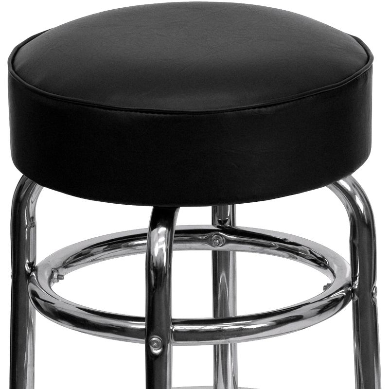 Emma and Oliver Retro Backless Double Ring Chrome Restaurant Dining Barstool, 5 of 11