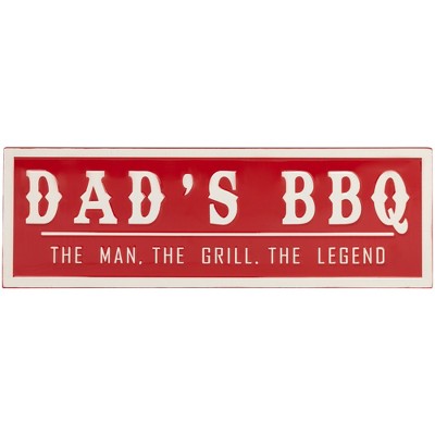 Northlight Dad's BBQ Metal Wall Sign - 23" - Red