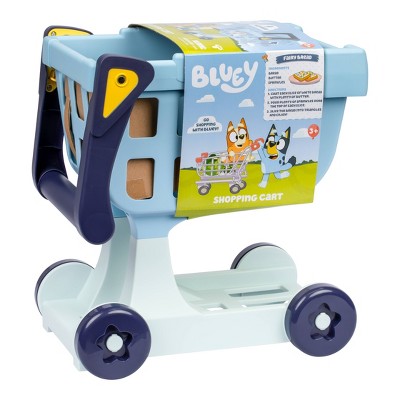 Blue and White Plastic Toddler Shopping Cart Playset