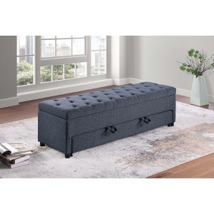 Okak Modern Boucle Fabric Double Storage Bench with Hidden Compartment,Upholstered Ottoman Stool for Bedroom,Living Room - 1 of 4