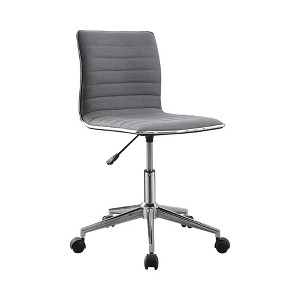 Simple Relax Fabric Upholstered Office Chair with Armless in Grey and Chrome - 1 of 4