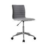 Simple Relax Fabric Upholstered Office Chair with Armless in Grey and Chrome