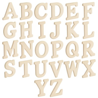Unfinished Wooden Monogram Alphabet Decorative Letters, Rustic