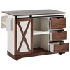 Merax Farmhouse Kitchen Island with Drop Leaf, Barn Door Storage, Rolling Cart with Spice & Towel Racks, Power Outlet, and Adjustable Shelves - 3 of 4