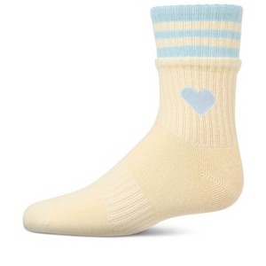 Memoi Girl's Sport Rib Heart Crew Socks Winter White 2 - 1 of 4