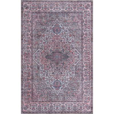Mangata 5'3" x 8'0" Beige and Pink Chenille Area Rug
