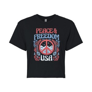 Women's - Instant Message - Peace And Freedom Cropped Graphic T-Shirt - 1 of 4