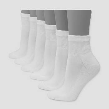 Hanes Premium 6 Pack Women's Cushioned Ankle Socks - White 5-9