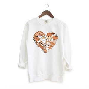 Simply Sage Market Women's  Garment Dyed Graphic Sweatshirt Fall Collage Heart - 1 of 4