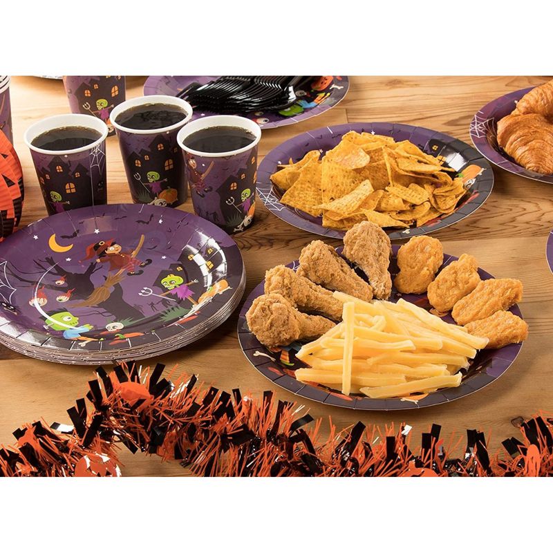Blue Panda 144 Piece Spooky Halloween Disposable Party Supplies Serves 24 - Plates, Napkins, Cups & Cutlery, 2 of 8