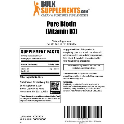 BulkSupplements Pure Biotin (Vitamin B7) Powder