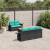vidaXL 6 Piece Patio Sofa Set with Cushions - Black and Blue - 2 of 4