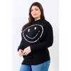 Slickblue Women's Plus Flannel Top with Smile Front Print - Dolman Sleeves & Asymmetric Hem, Black/Teal, 1XL/3XL - 4 of 4
