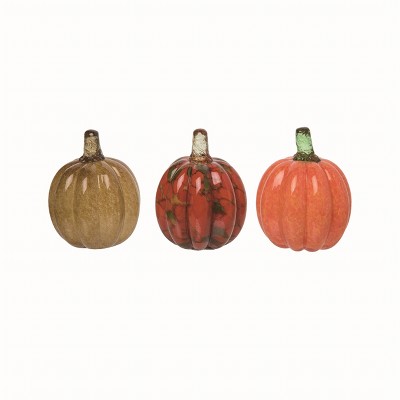 Transpac Glass Multicolor Harvest Mini Pumpkin Set of 3