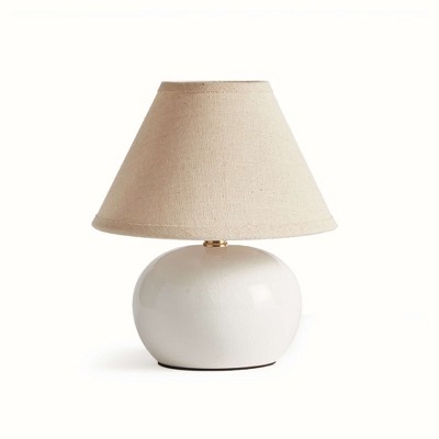 Plum & Post 6.5" x 8" Oscar Off-White Crackle Base Ceramic Office Desk Bedside Table Mini Lamp