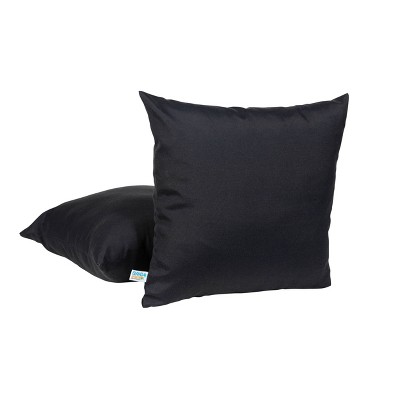 Set of 2 Black All-Weather Outdoor Square Throw Pillows