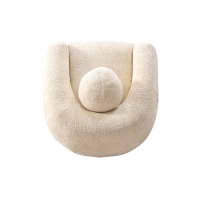 Tribeca Cream Chenille Upholstered Accent Chair with Wood Base