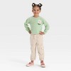 Toddler Girls' Flower Pullover Sweater - Cat & Jack™ Light Green - 4 of 4