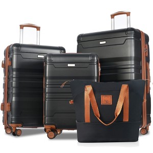 4 PCS Premium Expandable ABS Hard Shell Luggage Set with Travel Bag, 360° Spinner Wheels and TSA Lock, 20"+24"+28" 4B - ModernLuxe - 1 of 4