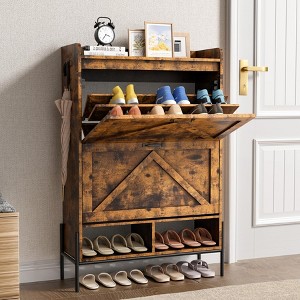 Garvee Shoe Cabinet with 2 Flip Drawers,Freestanding Shoe Storage Cabinet Organizer for Entryway,Dry & Wet Separation Shoe Organizer with Metal Legs - 1 of 4