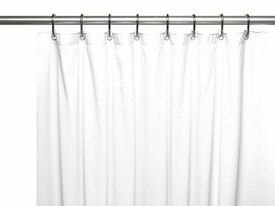 GoodGram Fabric Shower Curtain Liners With Mesh Pockets - White