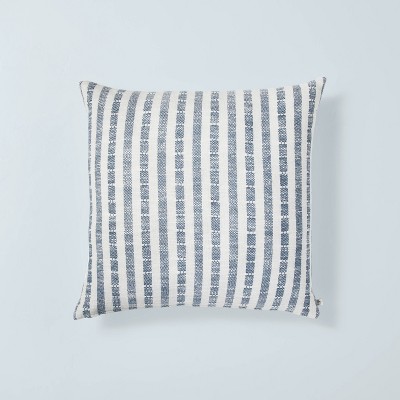 24"x24 " Vertical Texture Stripe Square Throw Pillow Blue/Cream - Hearth & Hand™ with Magnolia