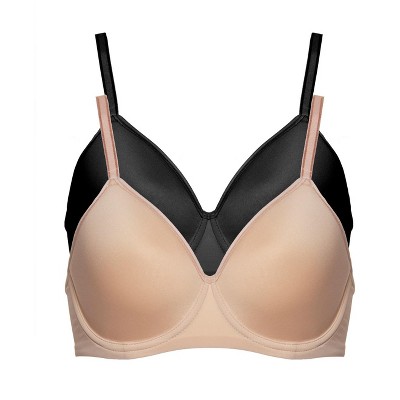 Paramour By Felina  Jessamine Side Smoothing Contour Bra 2-pack (black  Rose Tan 2-pack, 44c) : Target