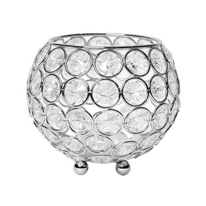 HomeRoots 4" Clear And Silver Faux Crystal And Metal Round Table Vase - 1 of 4