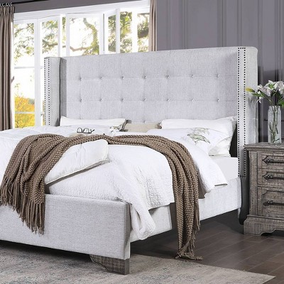 Artesia Queen Bed with Wingback Design and Faux Leather Upholstery