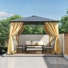 Hardtop Outdoor Gazebo 10 ft. x 10 ft. Beige Mosquito Netting & Privacy Screen Tent - 2 of 4