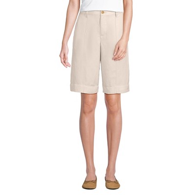 Lands' End Women's Linen Blend High Rise Pintuck 12" Bermuda Shorts