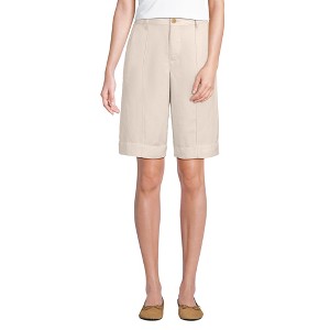 Lands' End Women's Linen Blend High Rise Pintuck 12" Bermuda Shorts - 1 of 3