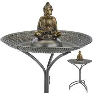 Good Directions 33" Copper Buddha Bird Bath - Pewter - 1 of 4