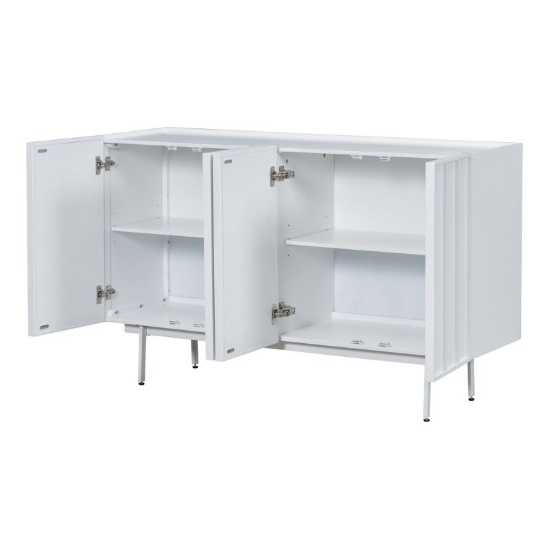 55.3" Modern Style Sideboard with 4 Doors, Unique Wave Pattern Door Design Storage Cabinet 4A - ModernLuxe, 2 of 13
