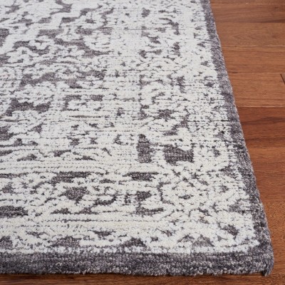 Elegant Floral Bliss Light Grey/Cream Synthetic 4' x 6' Area Rug