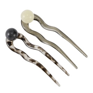 Unique Bargains Women's Grace U-shaped Hair Pins 5.12"x1.42"x0.59" 2 Pcs - 1 of 3