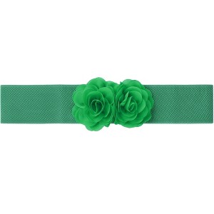 Elerevyo Women's Big Double-Flower Stretchy Elastic Wide Chunky Dress Waistband Belts - 1 of 4