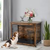 Tangkula Wooden Dog Crate Furniture with Pad Bed Double Doors Dog Kennel End Table - 2 of 4