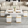 3-in-1 High Gloss Convertible Dining Coffee Table with Hidden Storage,Extendable Center Table with Stools for Modern Living Spaces-The Pop Home - 2 of 4
