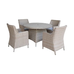 International Concepts 5pc Wicker Outdoor Patio Dining Set: All-Weather, Aluminum Frame, 4 Arm Chairs - 1 of 4
