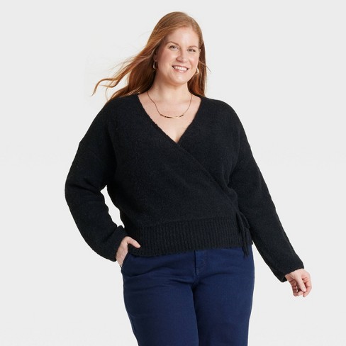 Women's Knitted Wrap V-Neck Pullover Sweater - Ava & Viv™ - image 1 of 3