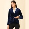 INSPIRE CHIC Women's Notched Lapel Vintage Office Button Front Velvet Blazer - 3 of 4