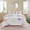 Elle Floral Reversible Tufted Chenille Kids' Comforter Set with Flower Throw Pillow White/Purple - Urban Habitat - 3 of 4