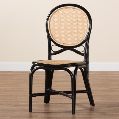 Ayana Black and Natural Rattan Low Side Chair