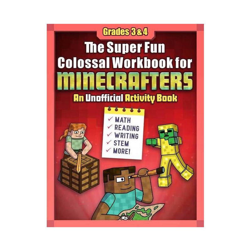 The Super Fun Colossal Workbook for Minecrafters: Grades 3 & 4 - by  Sky Pony Press (Paperback), 1 of 2