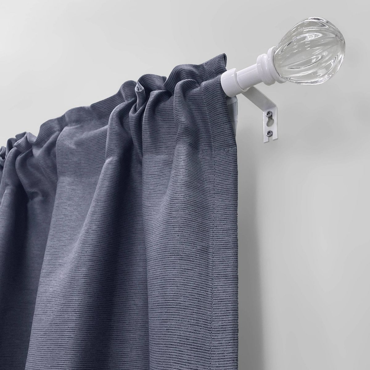 Decorative Drapery Single Rod Set with Acrylic Pumpkin Finials White - Lumi Home Furnishings - thumbnail 4