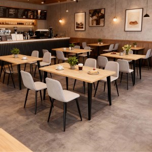 ORRD 5-Piece Dining Table Set, 63-inch Farmhouse Table & 4 Beige Chairs, Industrial Rectangular Kitchen Set for Dining Room - 1 of 4