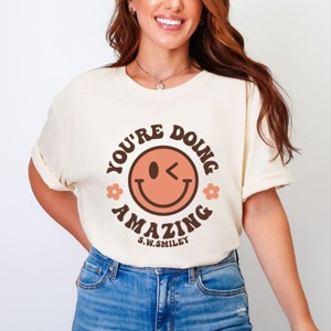 Simply Sage Market S.W.Smiley You're Doing Amazing Smiley Face Garment Dyed Tee - 1 of 4