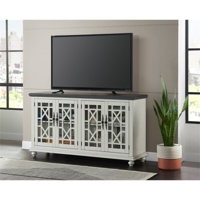 Parisian Antique Market Inspired 63" White and Grey TV Console